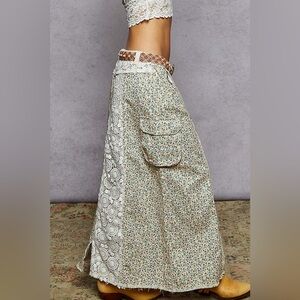 POL “ Cosmic Meadow “ Maxi Skirt | Taupe/Grape